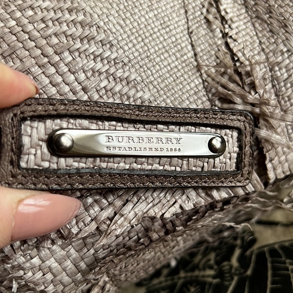 Authentic Burberry Prorsum Garden party raffia bag taupe with plaid pattern rare - Picture 14 of 16